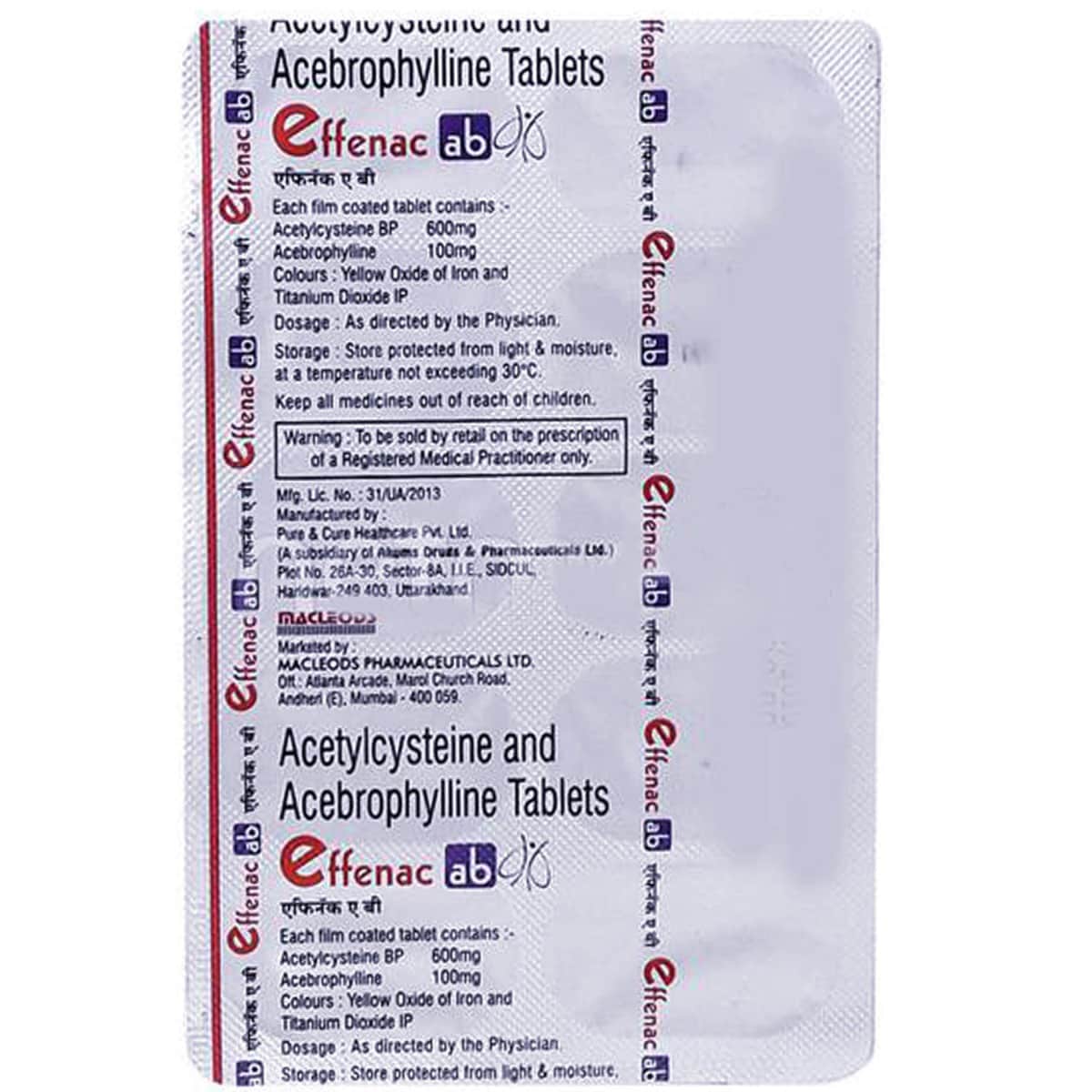 Effenac AB Tablet (Acebrofylline and Acetylcysteine)
